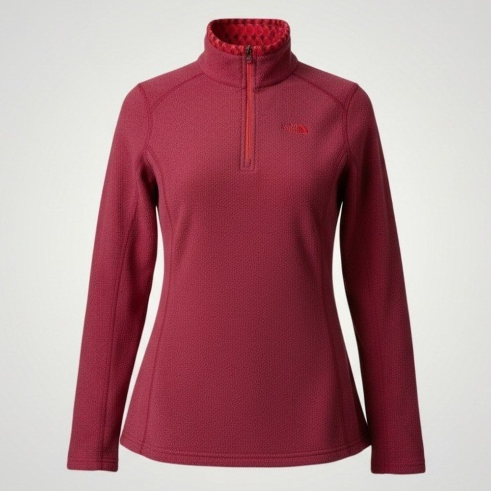 The North Face TKA 100 Fleece Pullover Women Medium Red Quarter Zip Outdoor Fall